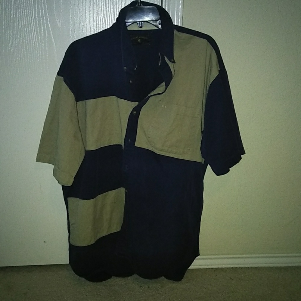 Blue and tan t-shirt
